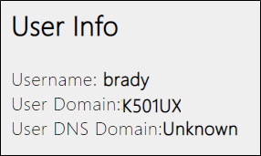 Блок с информацией о пользователе: имя, домен