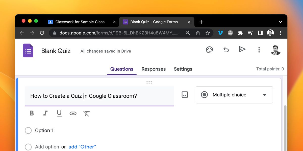 Добавление вопроса в тест