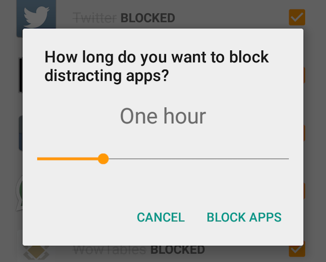 Сессия блокировки на один час