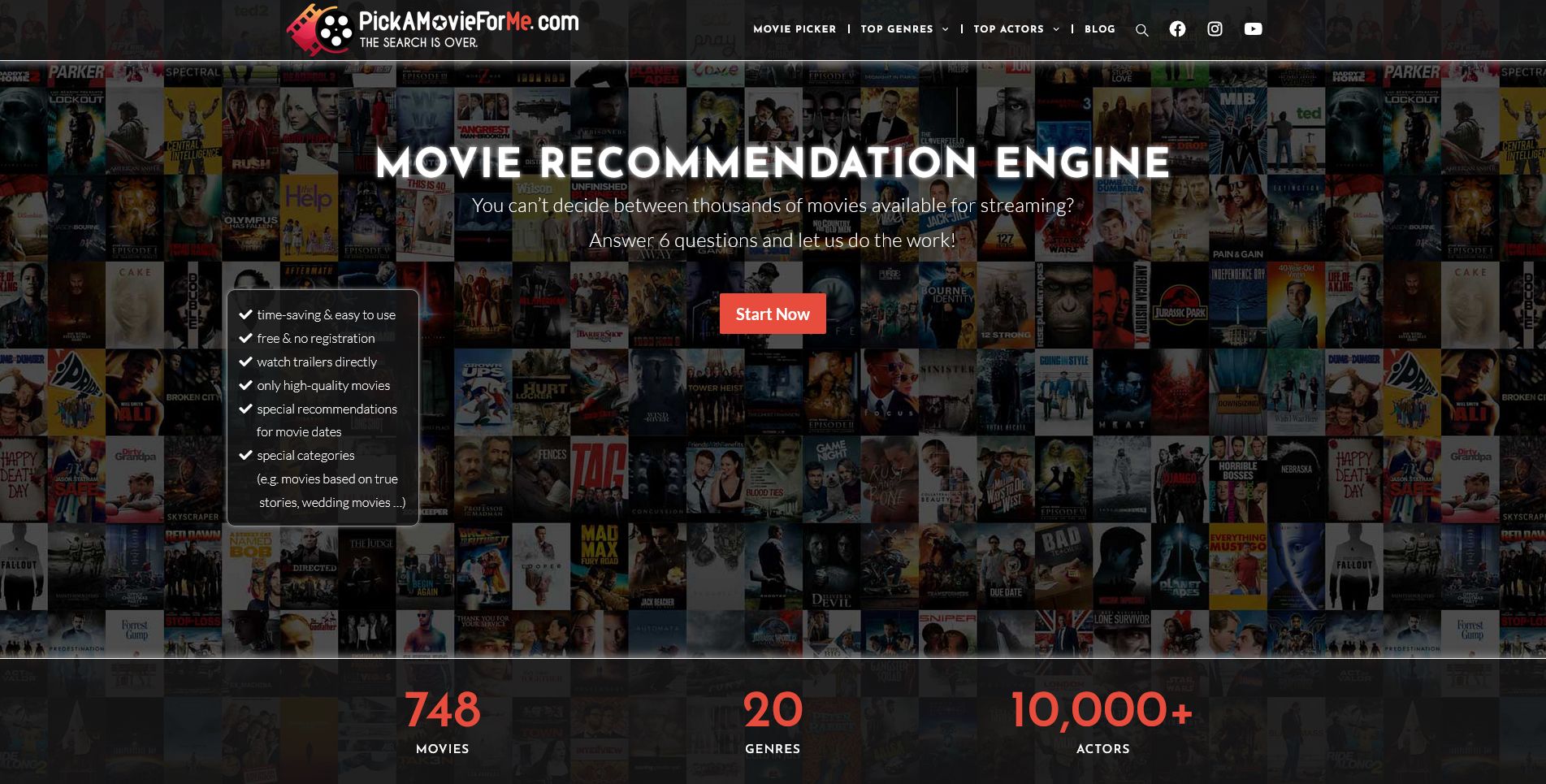 всплывающее окно с предложением фильма от Pick A Movie For Me