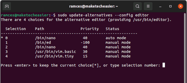 Смена редактора для visudo