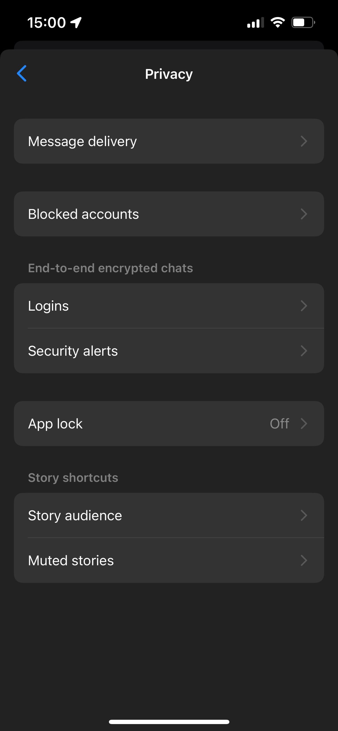 01b Messenger Privacy Menu