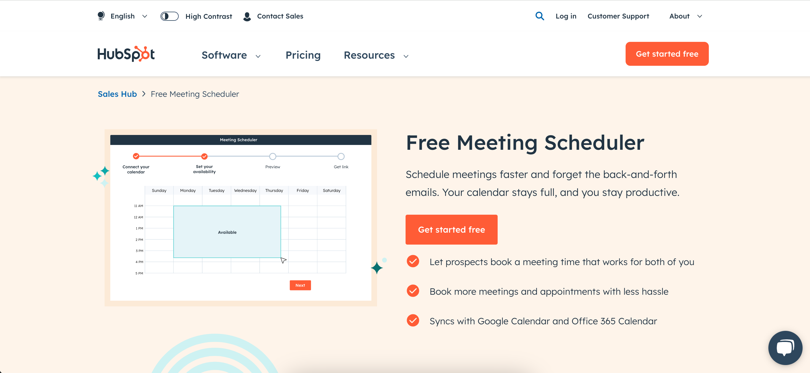 Страница регистрации в HubSpot Meeting Scheduler