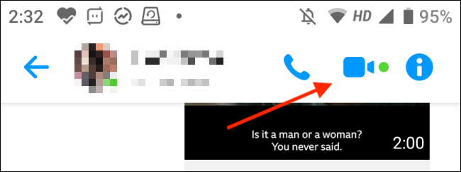 Нажмите кнопку Видео в Facebook Messenger на Android