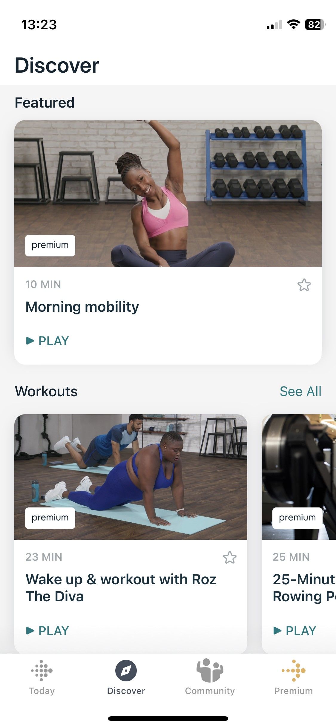 Скриншот: вкладка Discover в приложении Fitbit