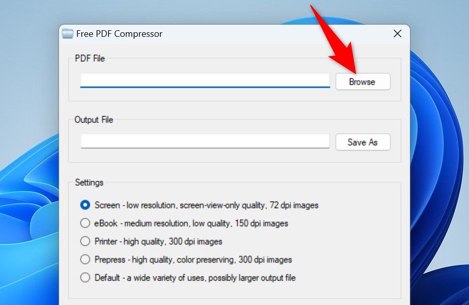 Обзор выделено в Free PDF Compressor