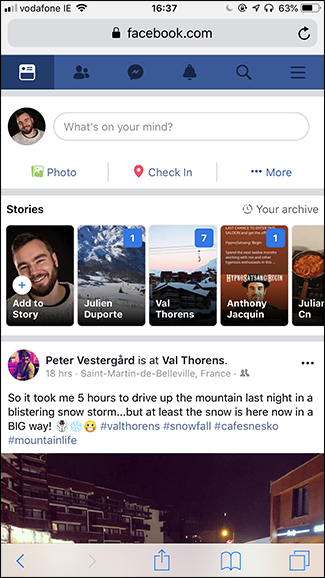 Скриншот до удаления ленты новостей на Facebook