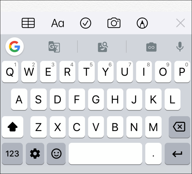 Клавиатура Gboard активирована на iPhone
