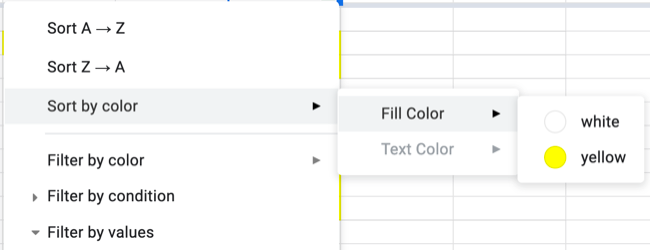 Выберите цвет для сортировки