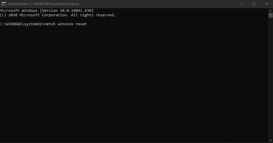 Сброс Winsock в командной строке