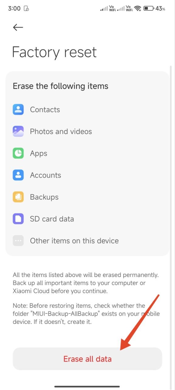 erase all data