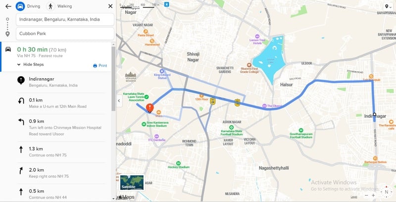 Пошаговый маршрут в Apple Maps на вебе