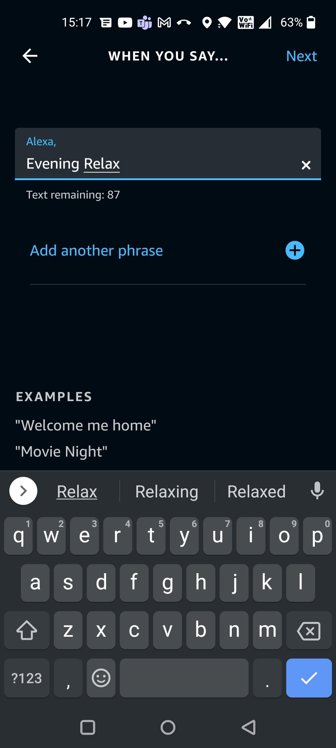 Trigger Change the Mood Routine with Phrase