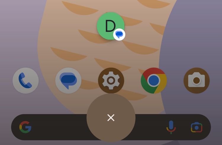 удаление пузырька с домашнего экрана Android