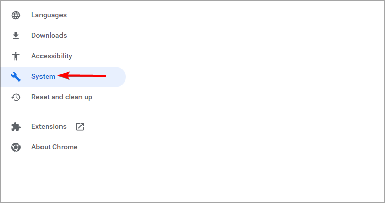 Системные настройки Chrome