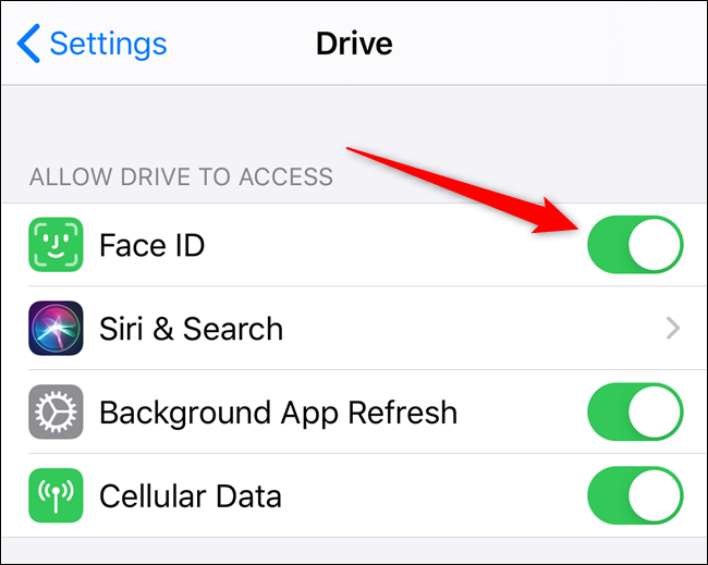 Отрегулируйте разрешения для Face ID или Touch ID, чтобы отключить доступ