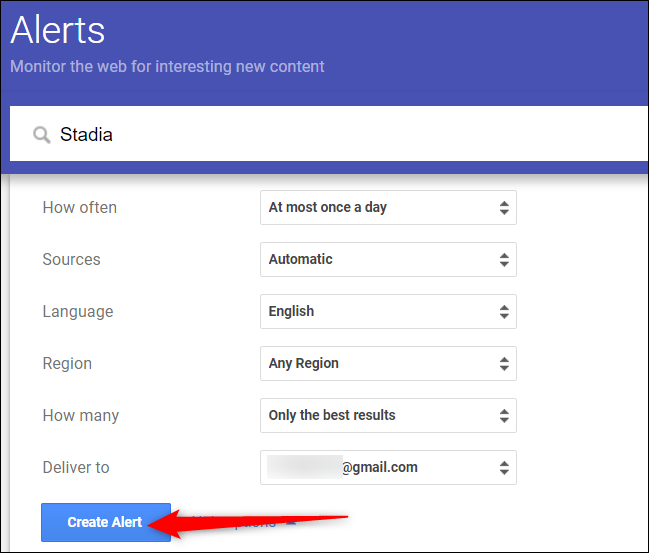 Кнопка Создать оповещение для завершения настройки