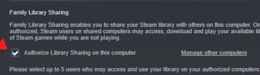 Steam-Familieneinstellungen: Computer autorisieren