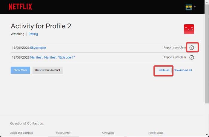 Удаление отдельного элемента из истории