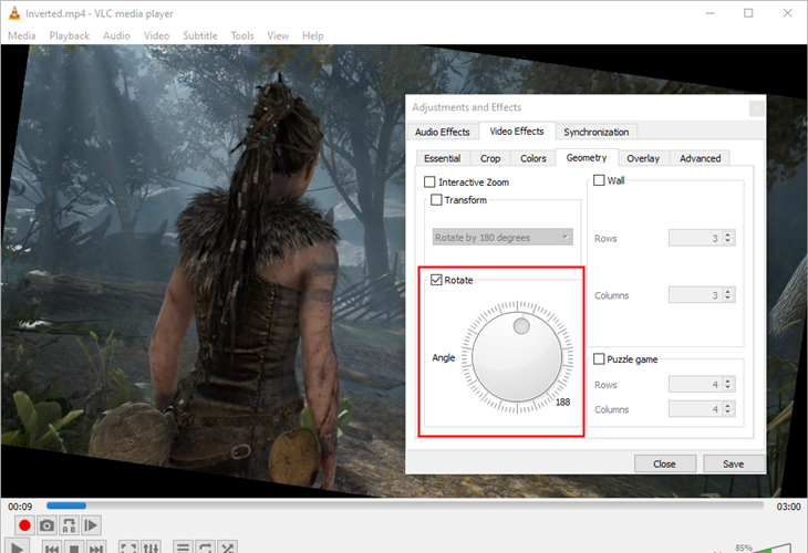 Инструмент поворота видео