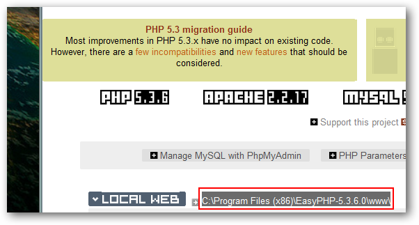 Папка www в EasyPHP с распакованным MediaWiki