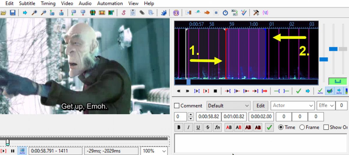 Работа с таймингом в Aegisub