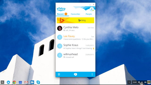 Окно входа Skype на Chromebook
