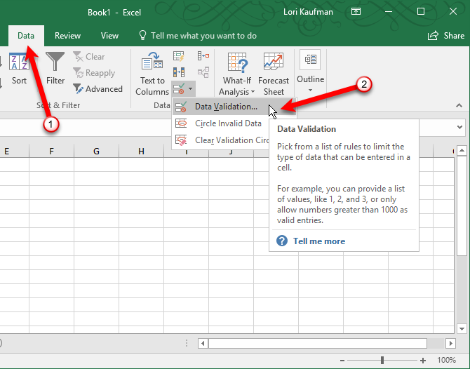 create dropdown list in excel