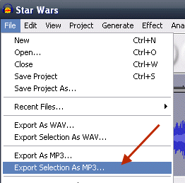 Окно экспорта аудиофайла с упоминанием LAME