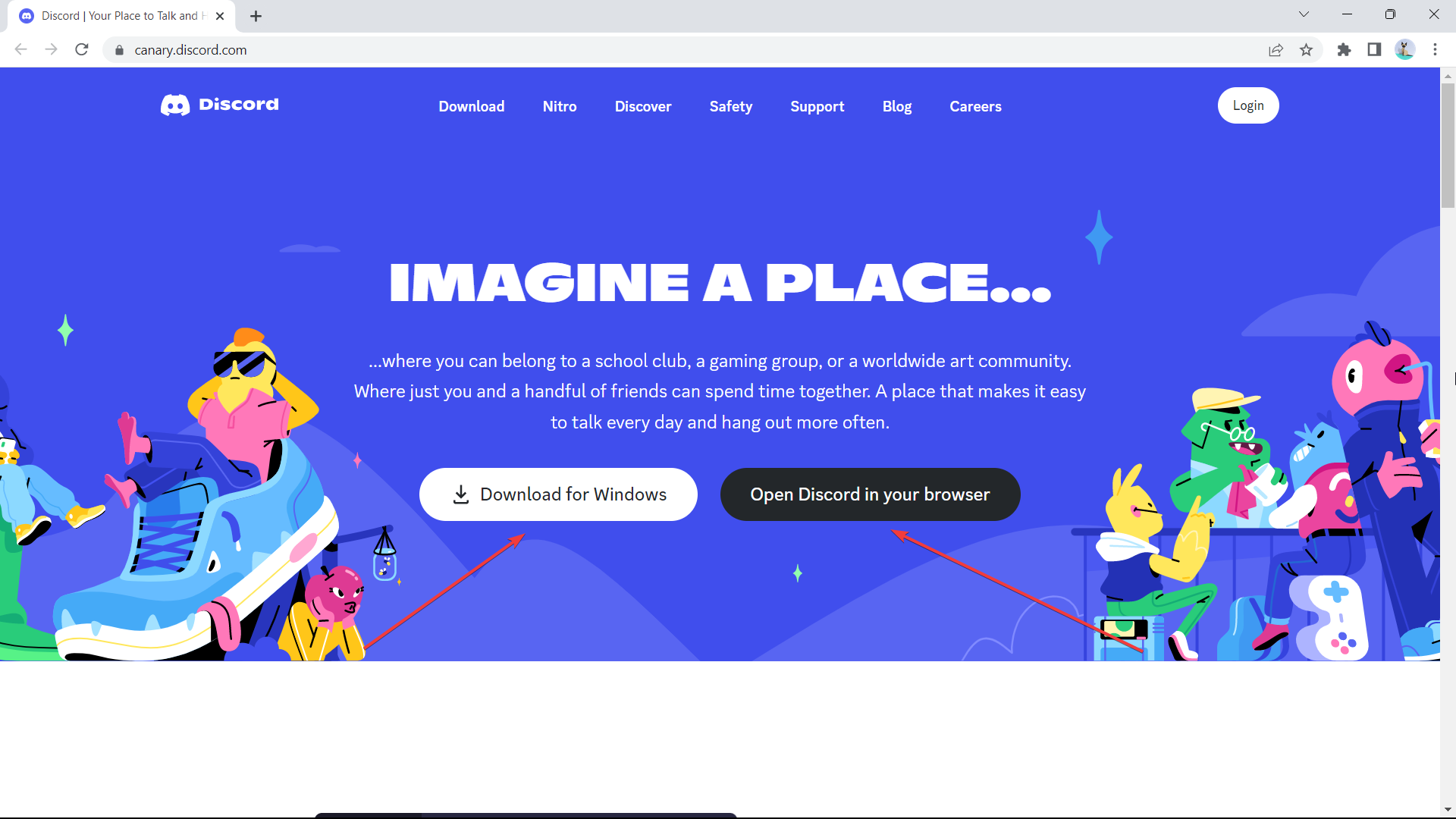 Кнопки скачивания и веб‑версии Discord