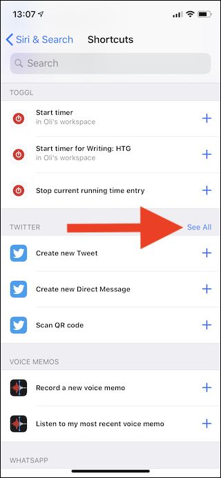 Нажмите «Показать все», чтобы увидеть все ярлыки приложения
