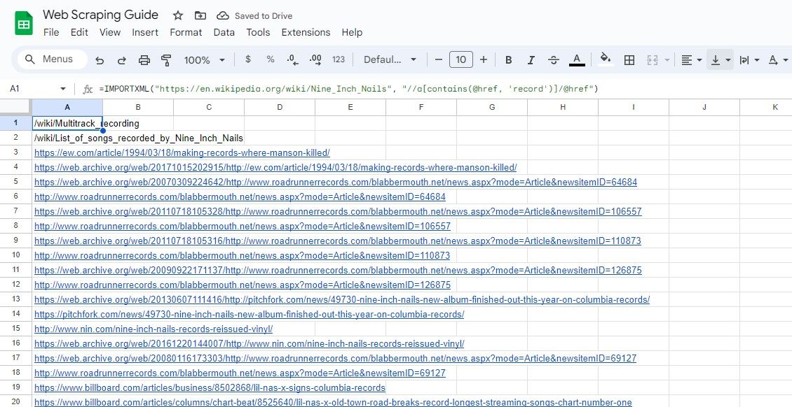 Пример: сбор ссылок по ключевому слову с IMPORTXML