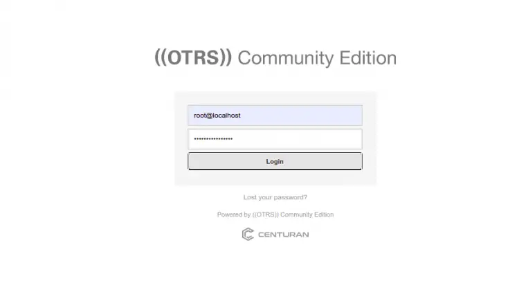 Страница входа в OTRS