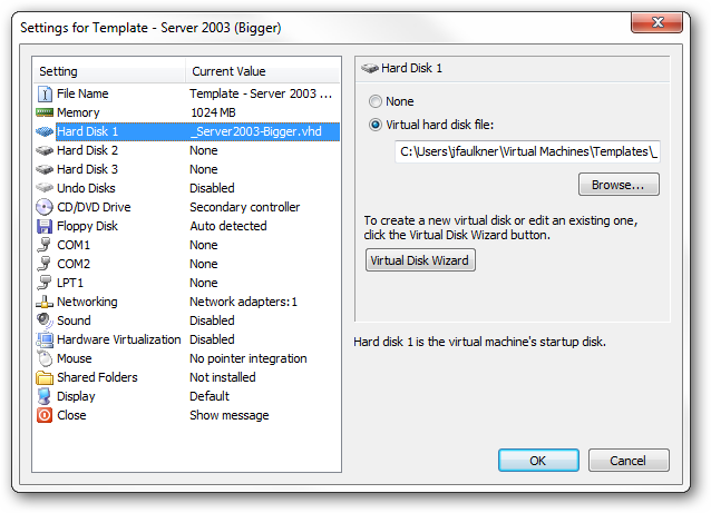 Создание новой ВМ на основе расширенного VHD