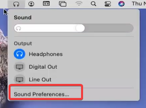 Настройки звука macOS — вкладка вывод
