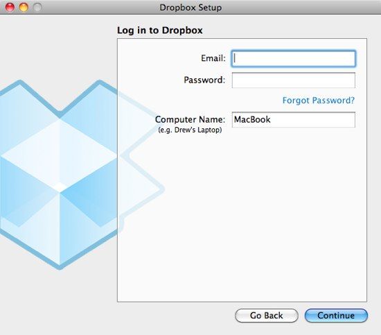 Окно настройки Dropbox для второго аккаунта