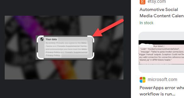 Выделение части изображения с помощью рамки для поиска конкретного фрагмента.