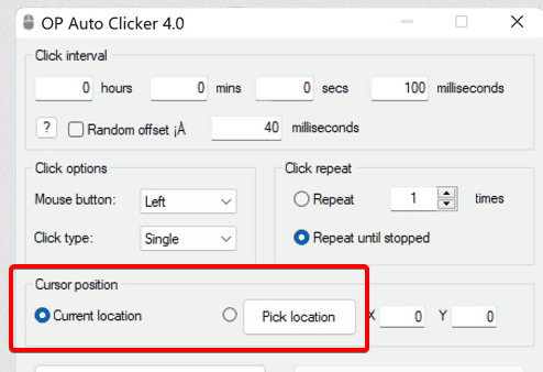 Выбор позиции на экране для авто-клика