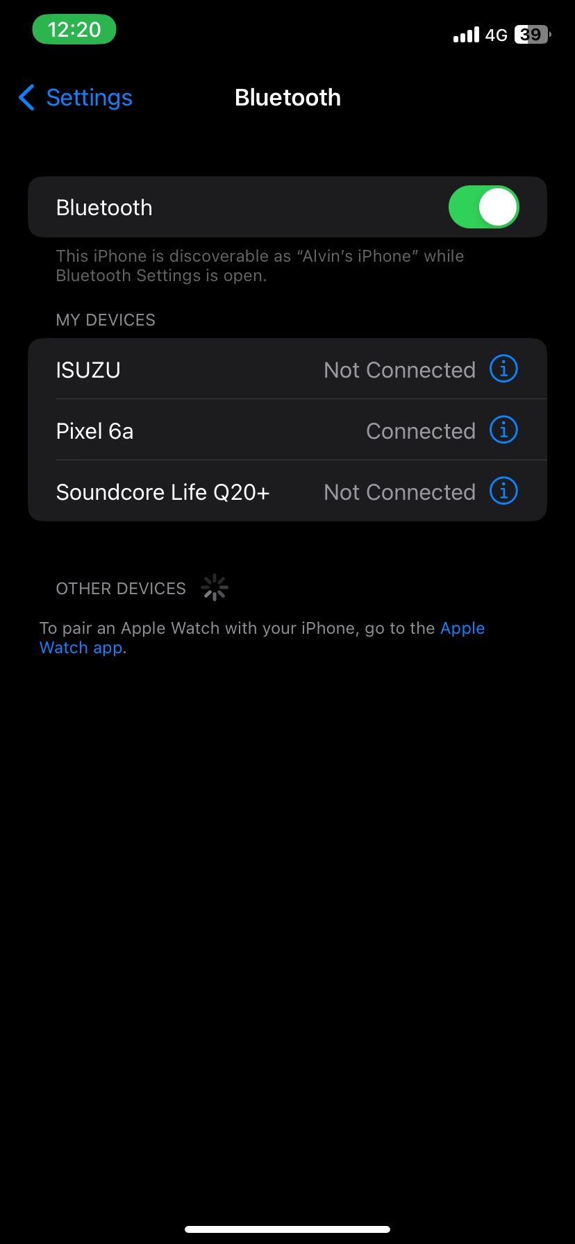 iPhone подключён к другому устройству по Bluetooth