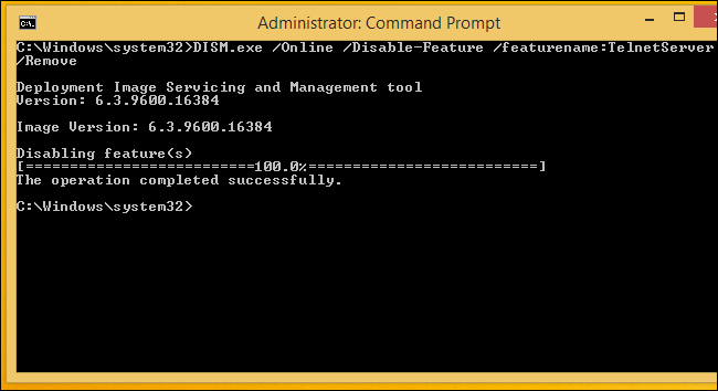 Удаление компонента Windows с диска с помощью DISM.