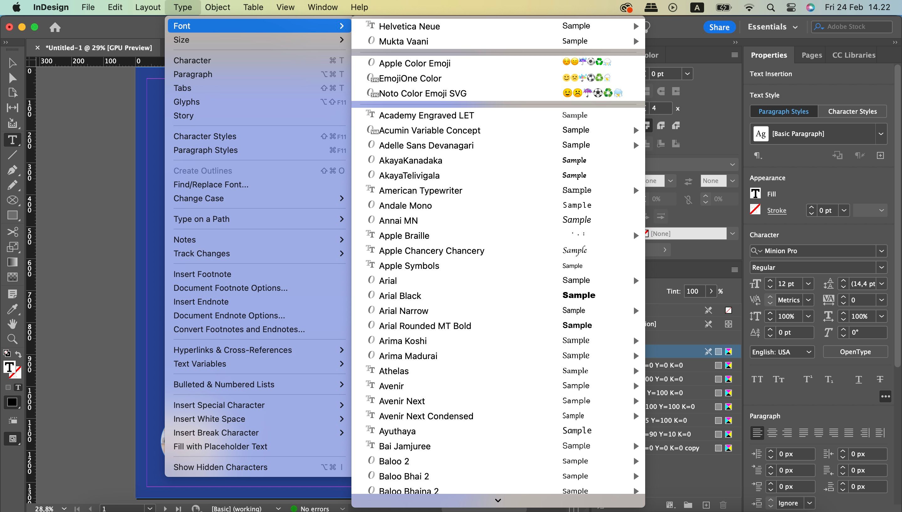 Change Font InDesign Screenshot