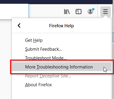 Страница устранения неполадок в Firefox