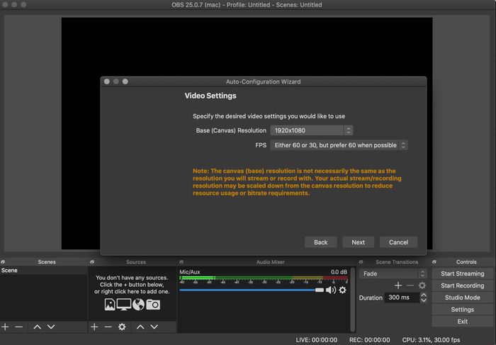 как транслировать на youtube с mac через obs - obs resolution 1