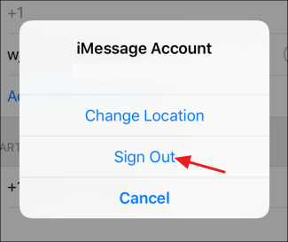 Экран входа в iMessage через Apple ID