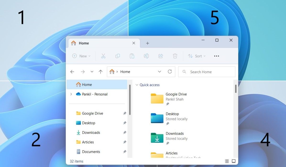 Пример применения Snap Layout на рабочем столе Windows