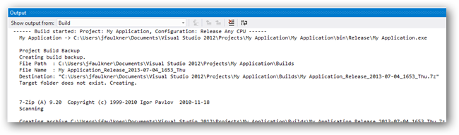 Папка Builds с датированными архивами сборок решения Visual Studio