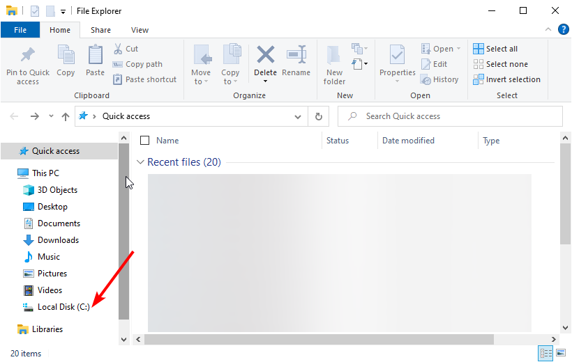 Локальный диск (C:) в Проводнике
