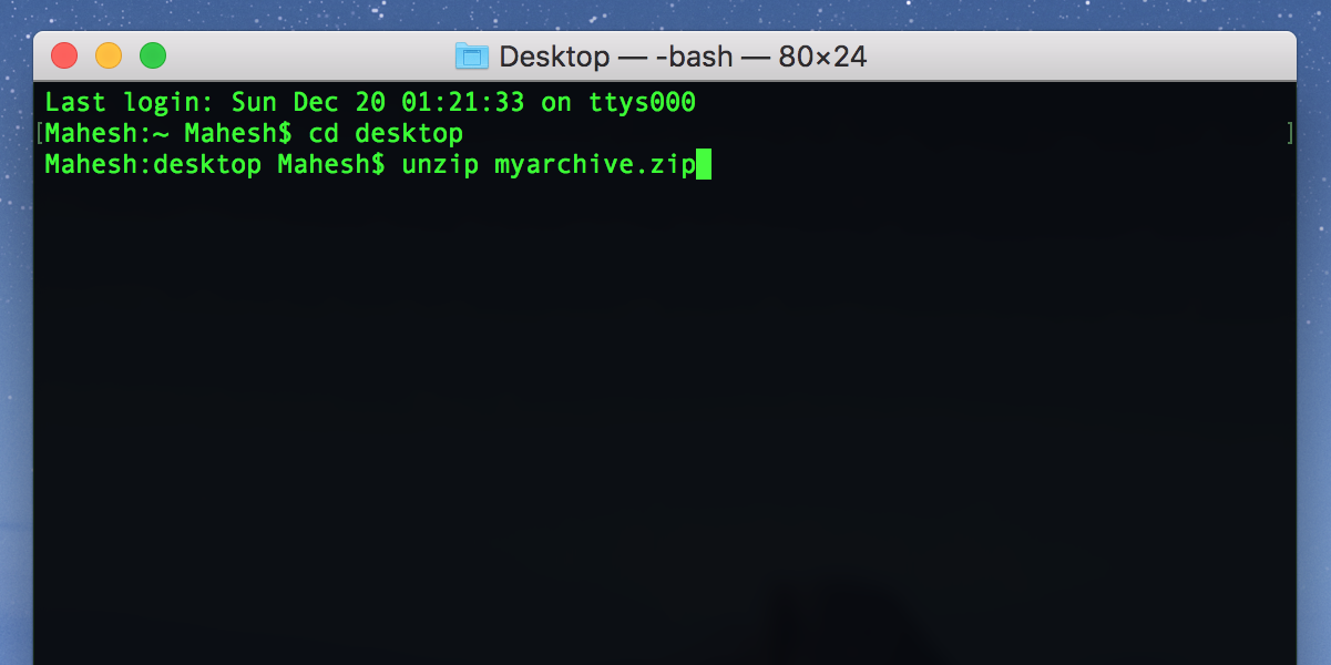Распаковка ZIP на Mac — Терминал и прогресс
