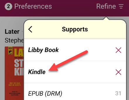 Отфильтруйте результаты по поддержке Kindle