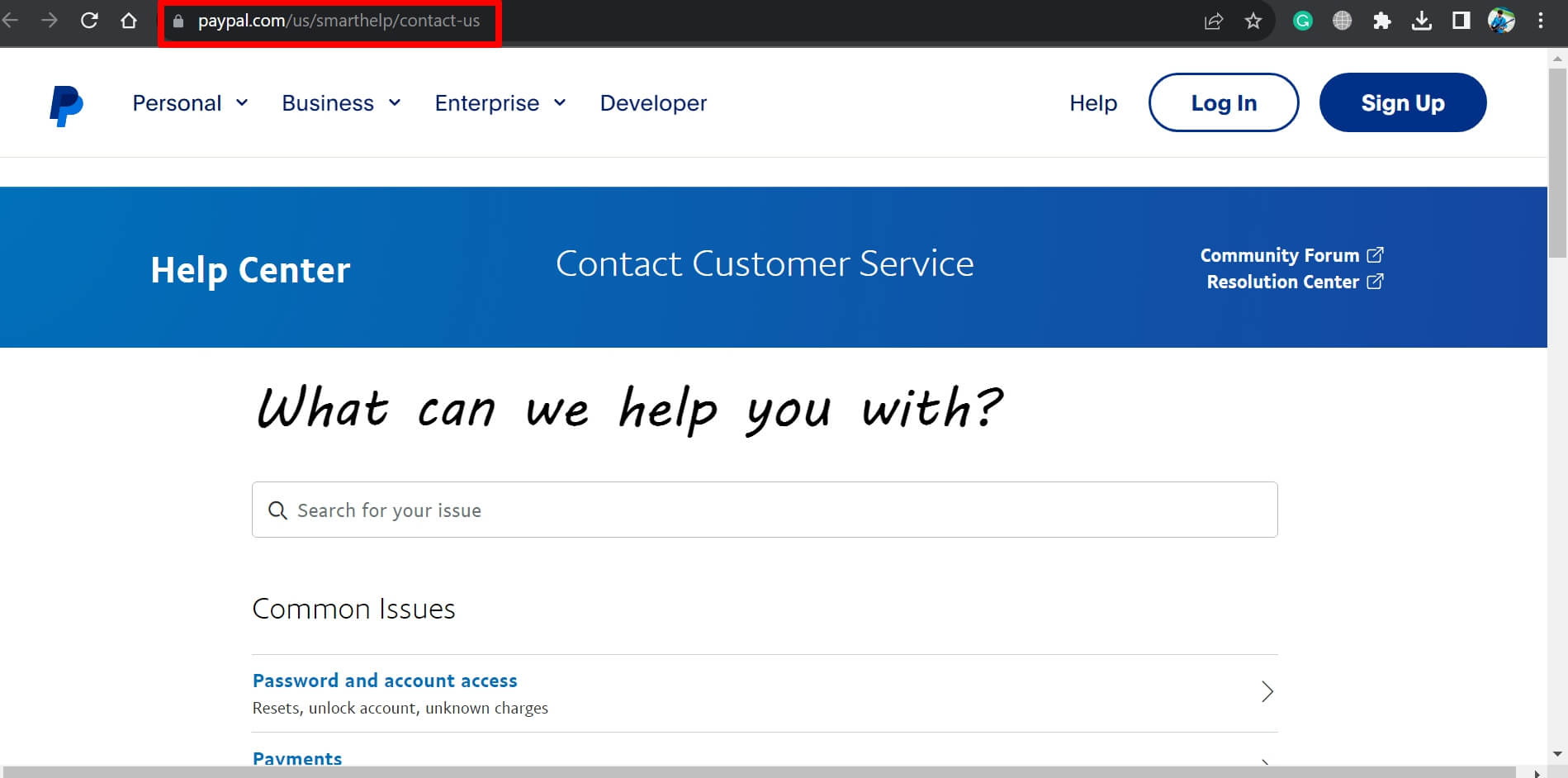 Contactar soporte de PayPal